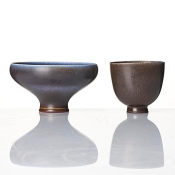 Berndt Friberg, a set of 5 vases and 2 bowls, Gustavsberg Studio, Sweden, 1956-67.