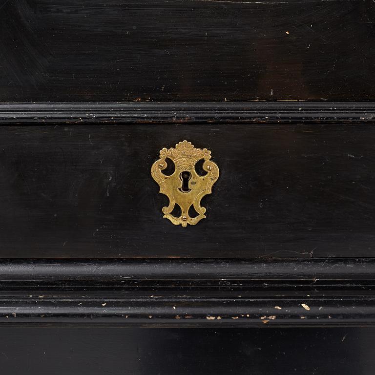 A South-German Baroque ebonized collector's cabinet on stand, circa 1700.