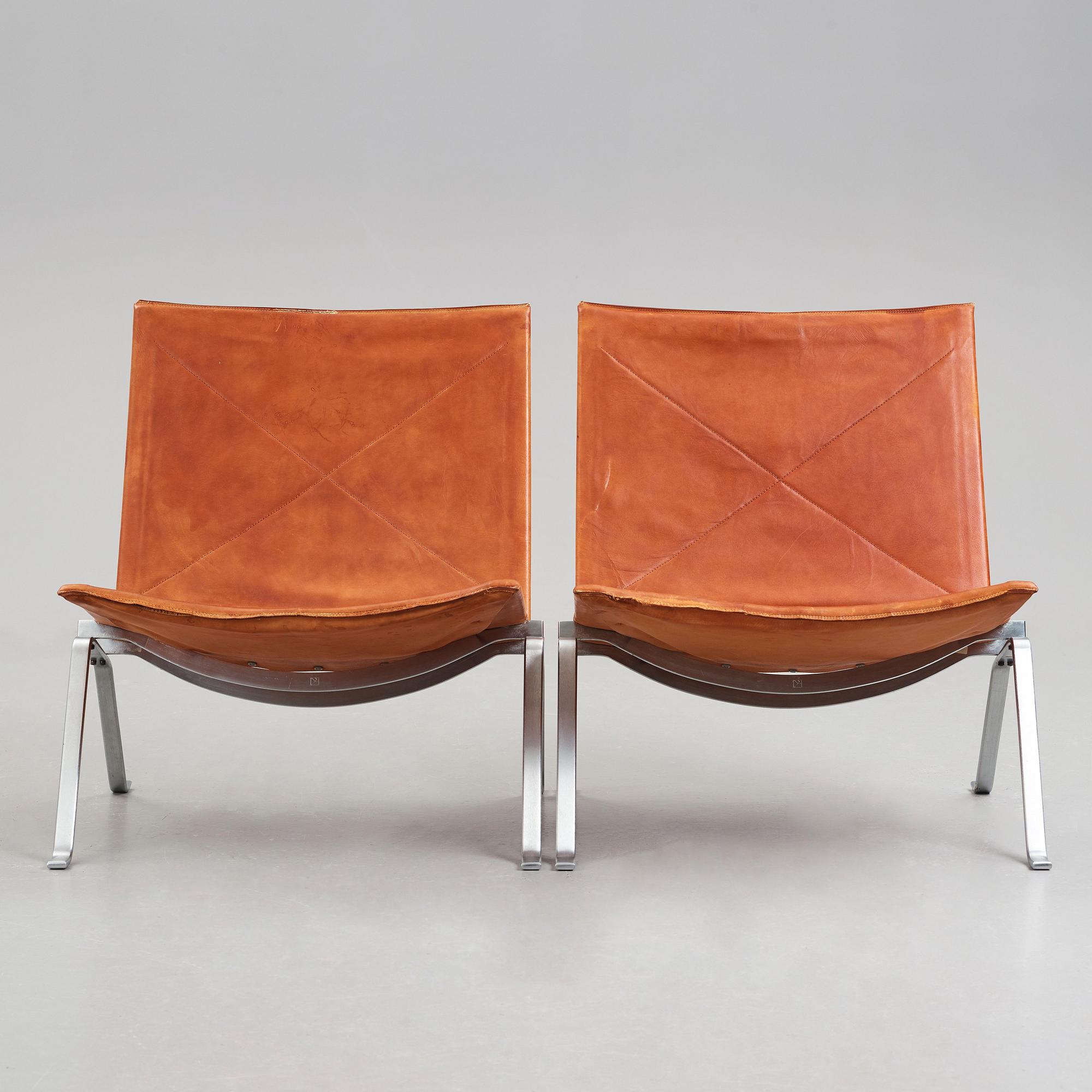 Poul Kjaerholm, fåtöljer, ett par "PK-22", E Kold Christensen, Danmark, 1960-tal.