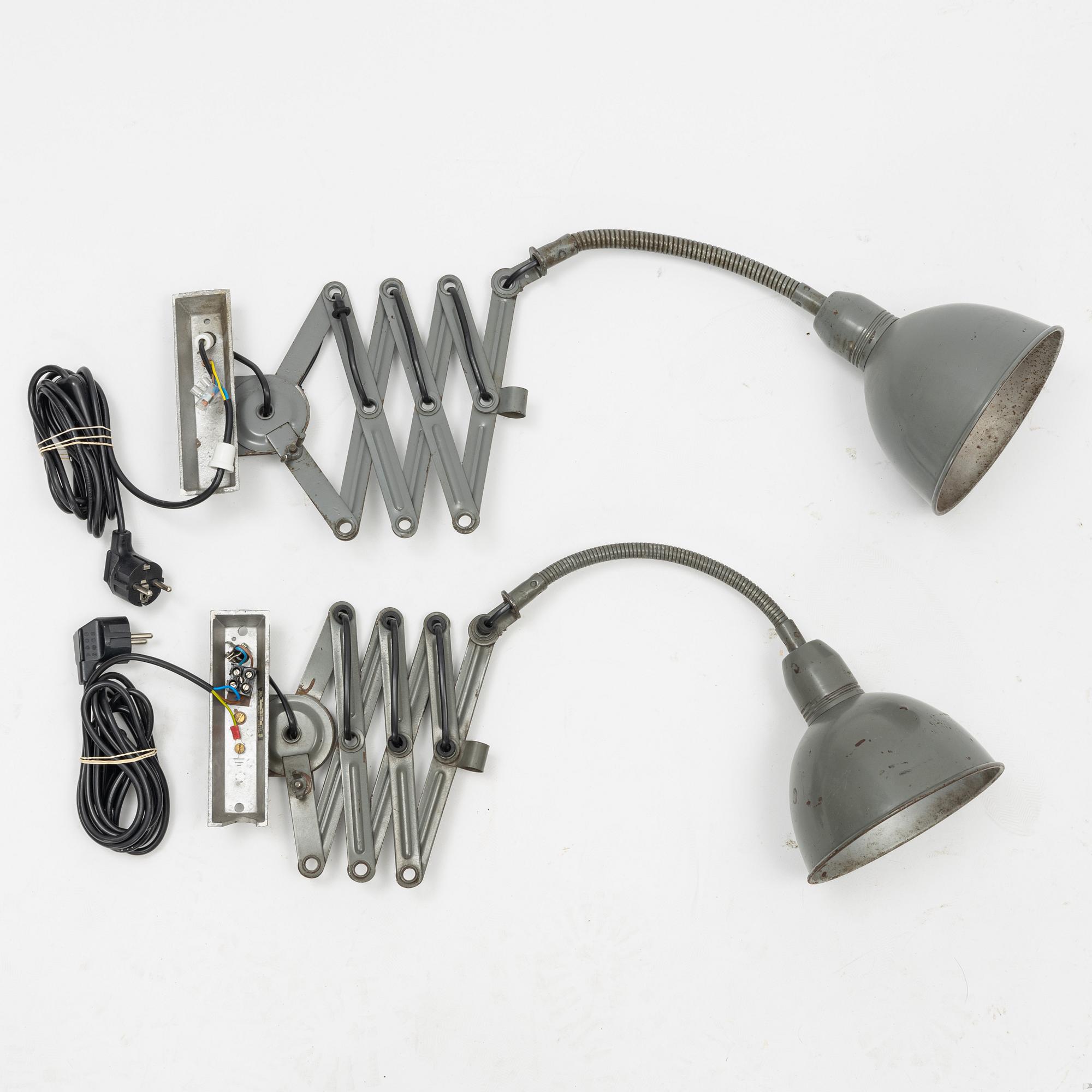 A pair of industrial wall lamps, Elektroinstala Jílové, Czechoslovakia, mid 20th Century.