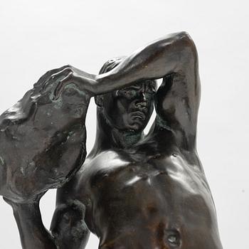 Poul Moye, after. Male athlet throwing a stone.