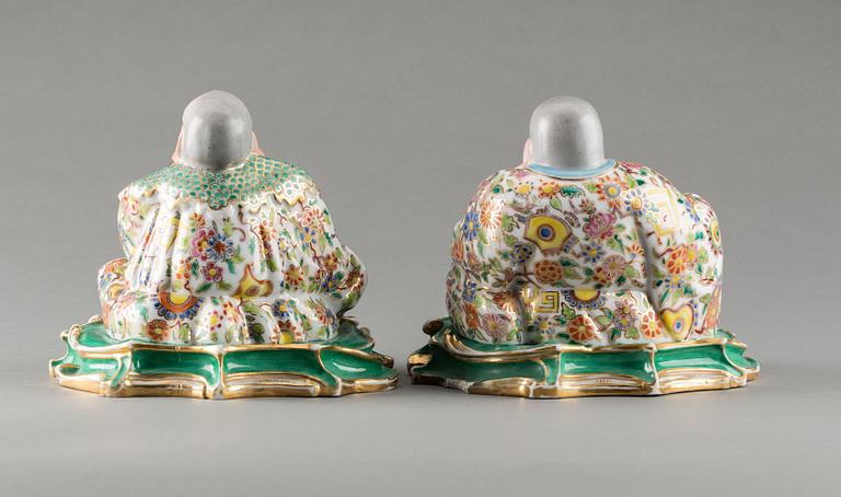 FIGURINER, ett par, porslin, märkt J.P. (Jacob Petit), 1800-tal.