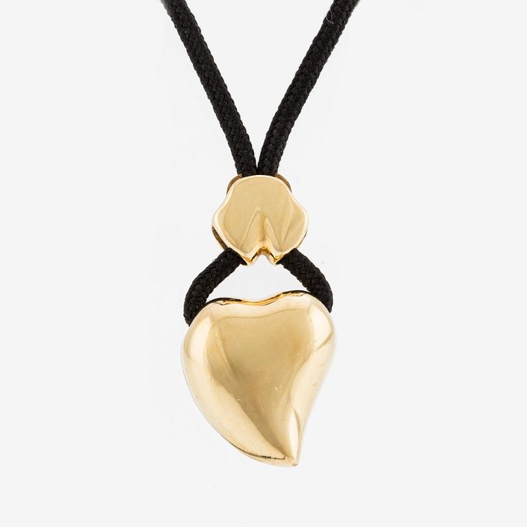 Georg Jensen, necklace, with heart, 18K gold, with cord.