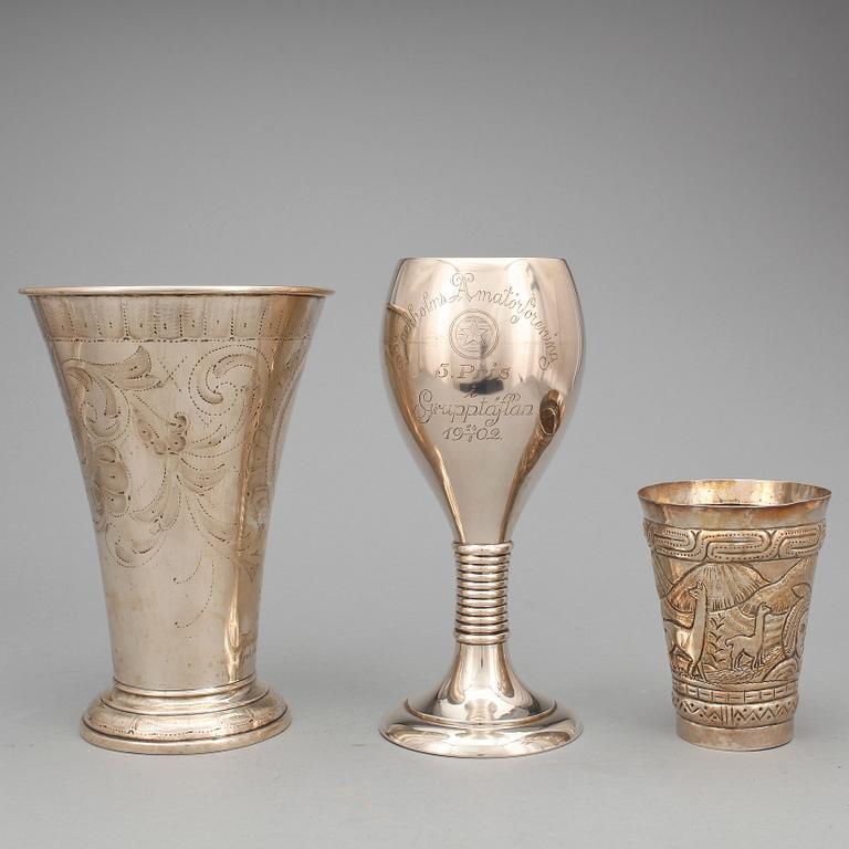 PARTI SILVER,  3 delar, bla C G Hallberg, Stockholm. Totalvikt: 728 gram.