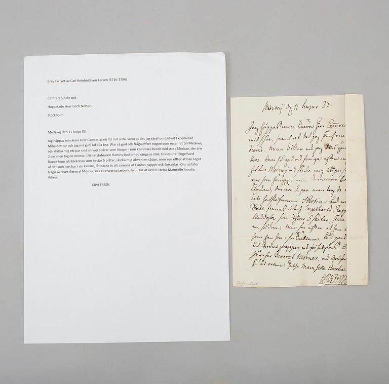 LETTER / MANUSCRIPTS, 7 st, members of the family von Fersen.
