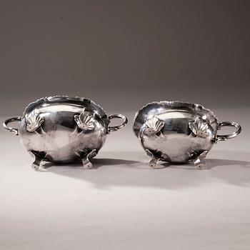 KAFFESERVIS, 3 delar, silver, finska kontrollstämplar, Tavastehus 1947. Total vikt ca 1145 g.