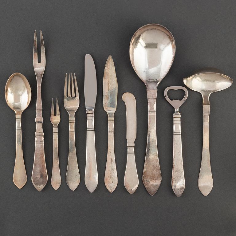 GEORG JENSEN, a sterling silver set of 92 pcs of "Continental" flatware, Copenhagen, post 1945.