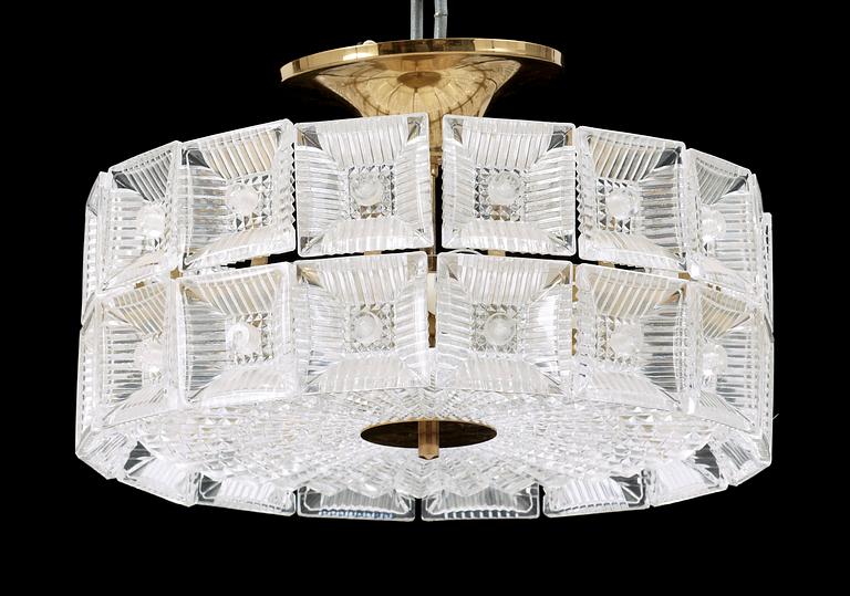 TAKPLAFOND, glas och mässing, 1900-talets mitt.