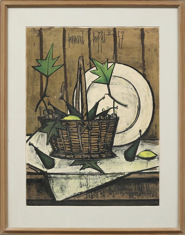 BERNARD BUFFET, a partly hand colord litograph, signed and dated in print -57.