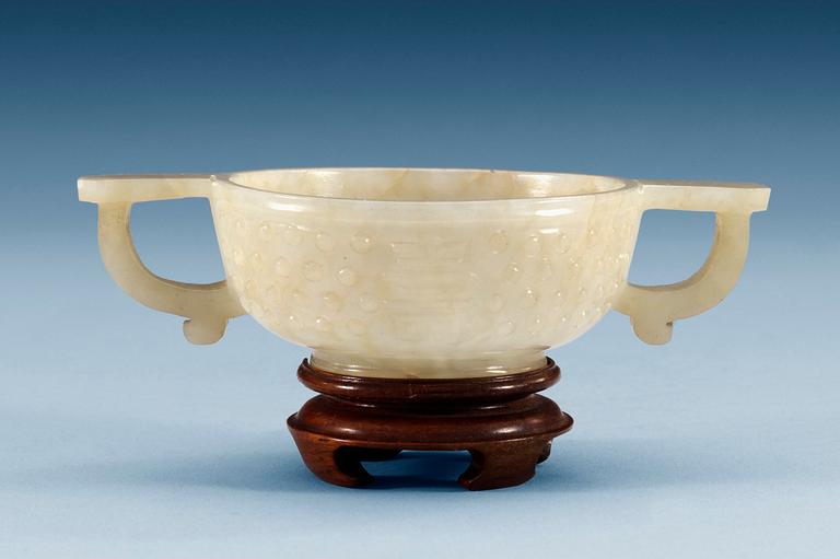 A jade ceremonial cup, Qing dynasty, presumably Qianlong (1736-95).