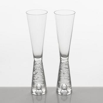 Timo Sarpaneva, champagneglas, 7 st, "Arkipelago", Iittala, Finland, 1980-1993.