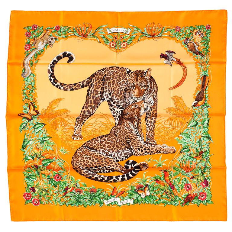 HERMÈS, silk scarf, "Jungle Love".