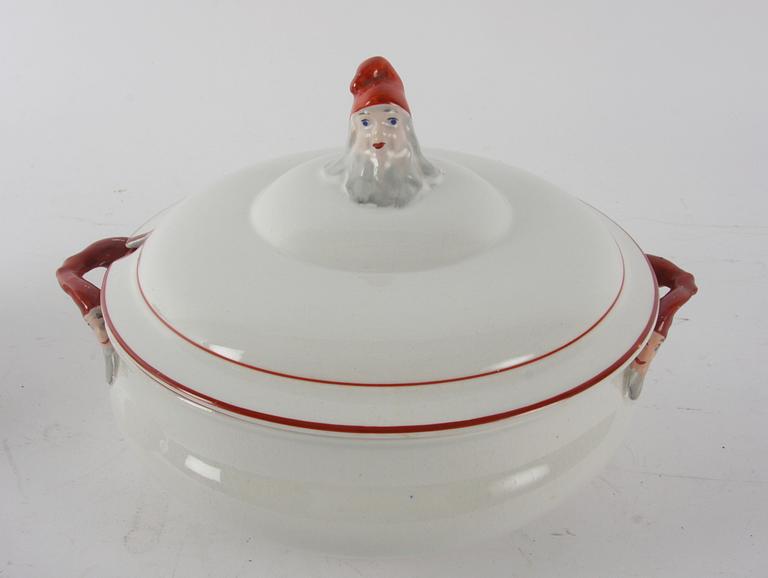 GRÖTSKÅL och KANNA, flintgods, Rörstrand.