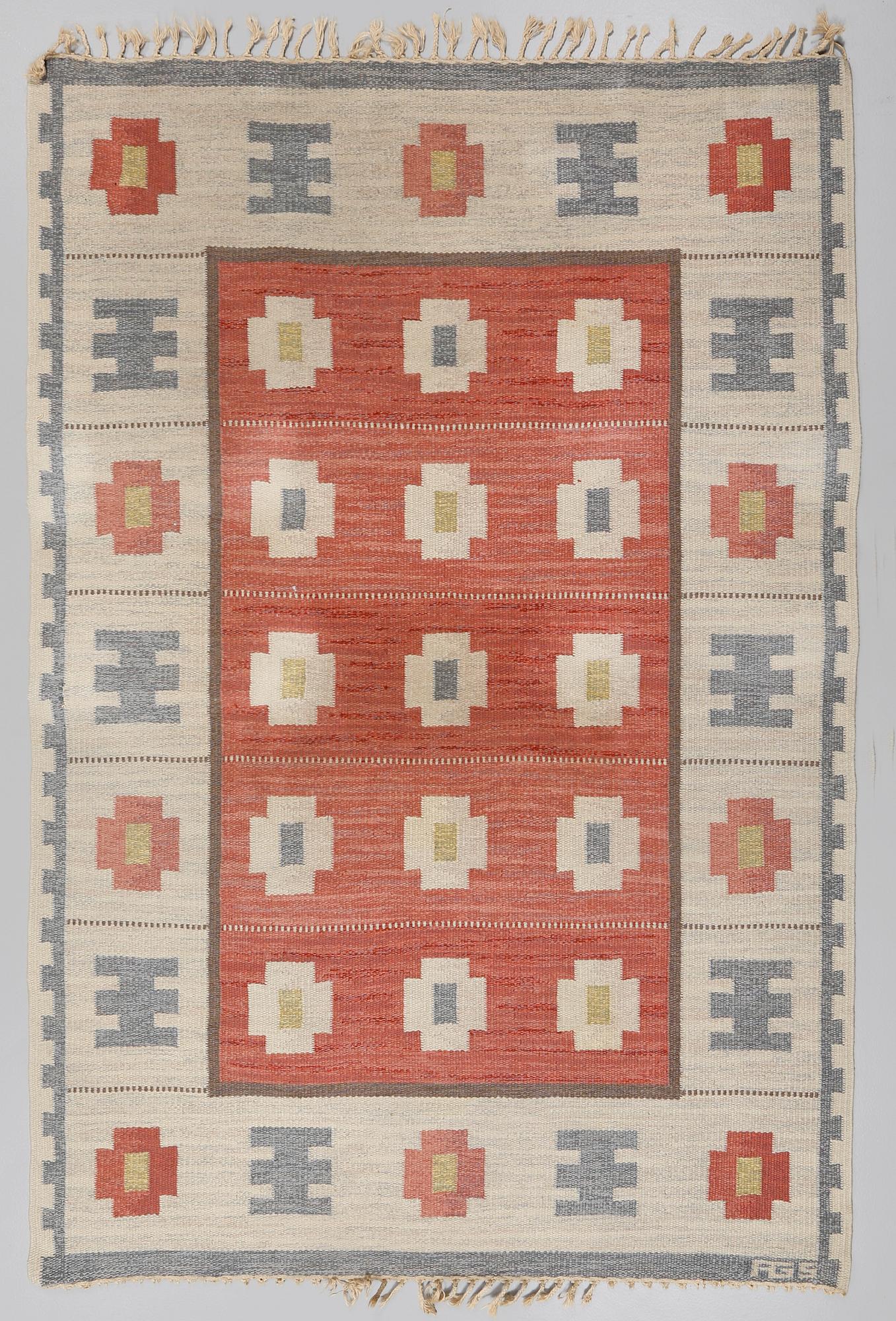 MATTA, rölakan, monogramsignerad AGS, (Anna-Greta Sjöqvist), omkring 1900-talets mitt, ca 244 x 169 cm.