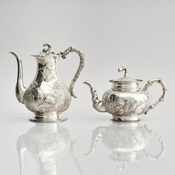 A fine Chinese Export silver tea and coffee service, Sing Fat, early 20th century.