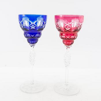 Wine glasses 10 pcs Bohemia 20th century cut glass.
