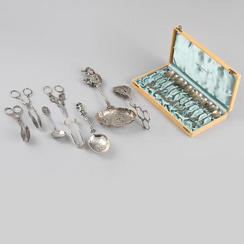 PARTI SILVER, 19 delar, 1900-tal, vikt 490 gram.