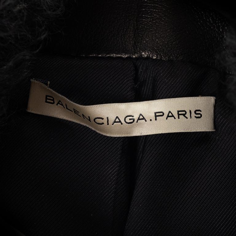 Balenciaga, a leather and sheepskin jacket, size 36.