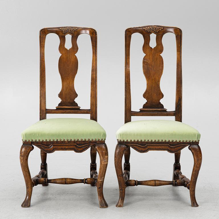 A pair of Swedish late Baroque chairs, Stockholm, mid 18th century,