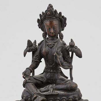 GUDOM/BODHISATTVA, kopparlegering, tibet/sinotibetansk, 1900-tal.