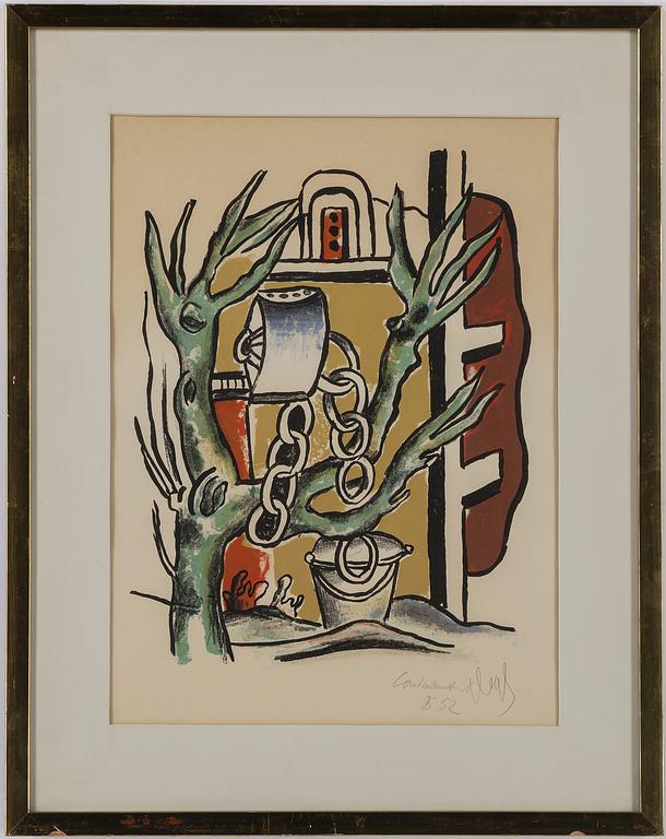 FERNAND LÉGER,  färglitografi, 1951, signerad med blyerts 'Cordialement' och daterad 5-52.