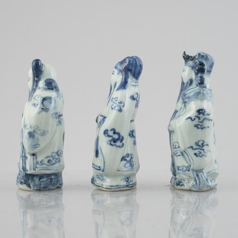 Three porcelain figurines, China, 20th century.