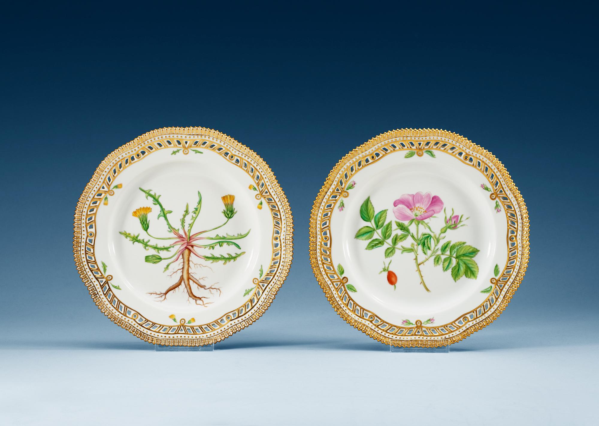 TALLRIKAR, sex stycken, porslin. "Flora Danica", Kungl. Dansk, 1900-tal.
