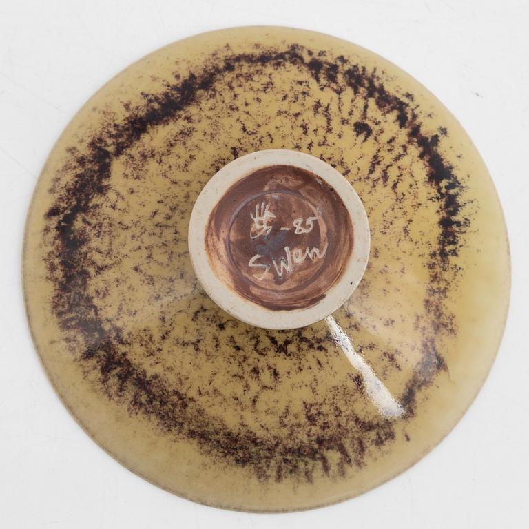 Sven Wejsfelt, a set of three stoneware vases and a bowl, Gustavsbergs studio, 1970's-80's.