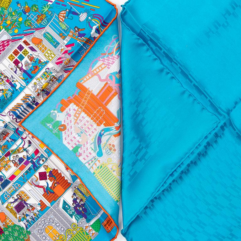 HERMÈS, two pochette/gavroche scarves.