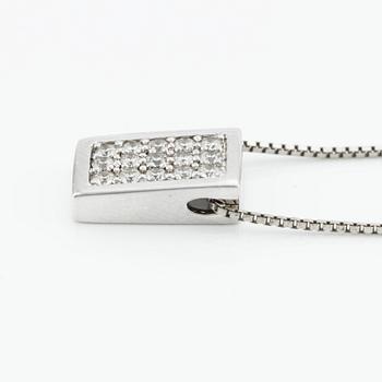 Pendant, 18K white gold with brilliant-cut diamonds, total 0.39 ct according to engraving, silver chain included.