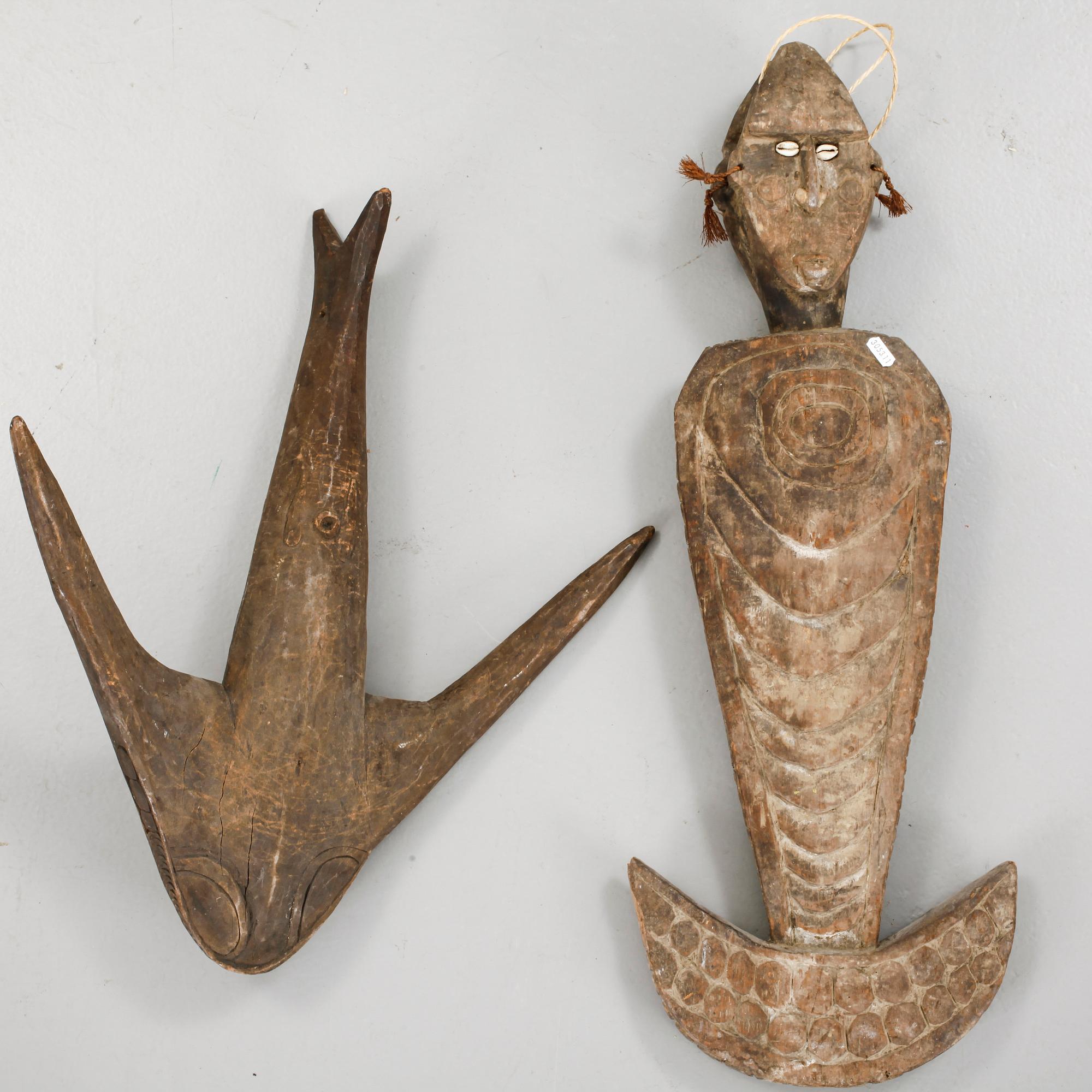 SKULPTURER, 2 st, Afrika, 1900-tal.