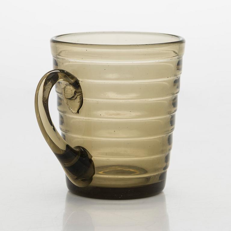 Aino Aalto, cup and plates, 3 pcs, "Bölgeblick" Karhula Glassworks 1930s.