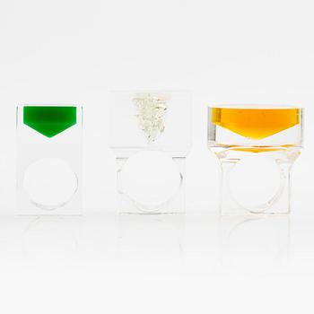 Siv Lagerström, three acrylic rings, 1970s.