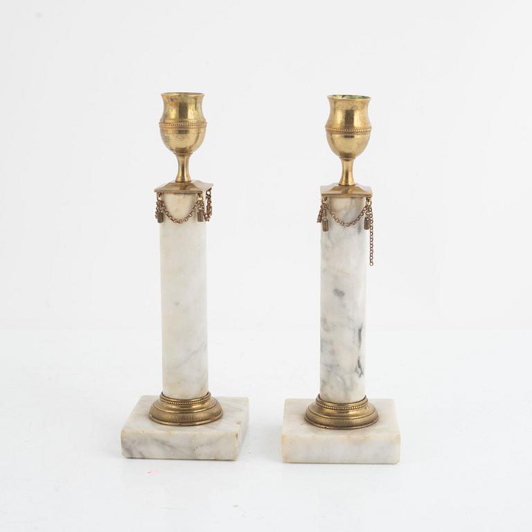 A pair of Gustavian candlesticks, around 1800.