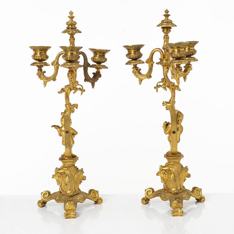 A pair of Louis XV style candelabras, 20th century.