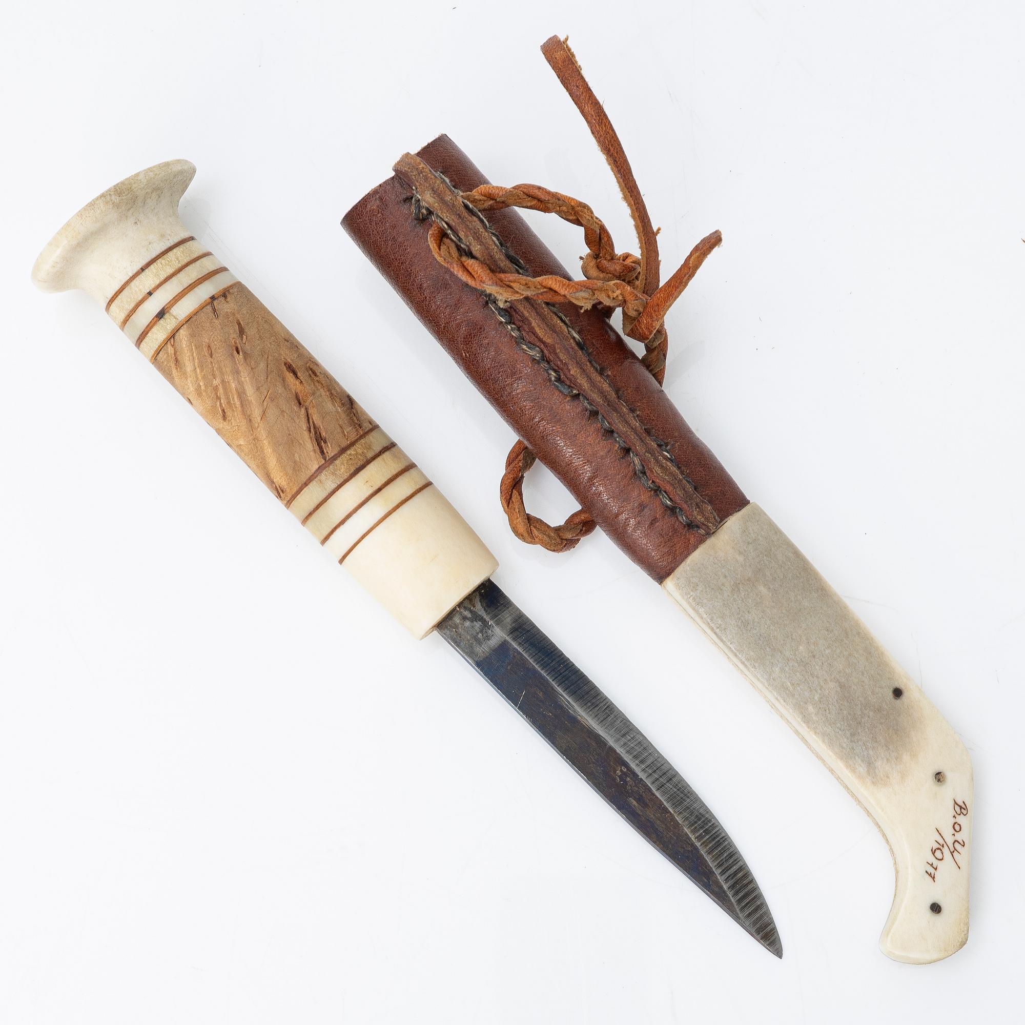Bengt Olaf Unga, half-horn knife, signed and dated 1977.