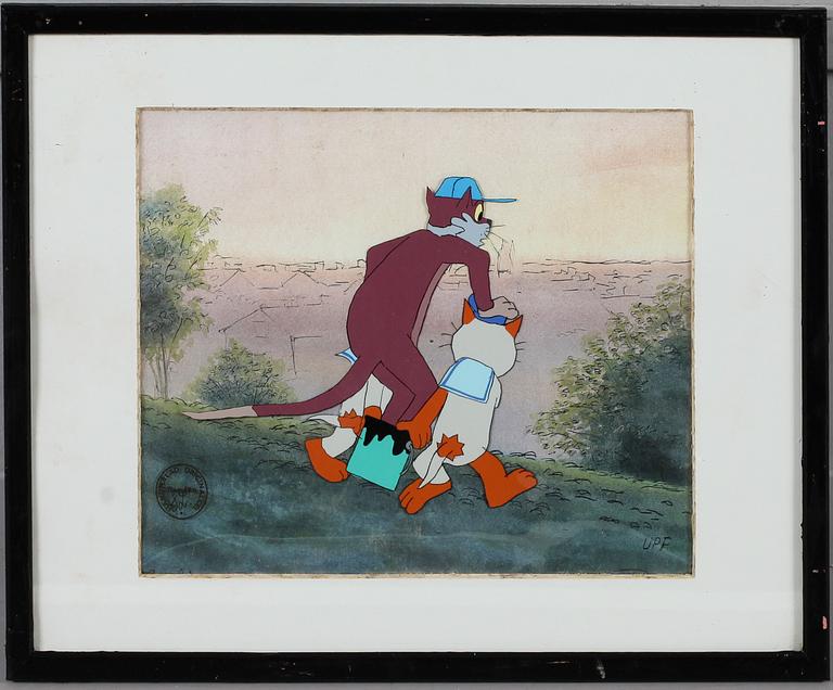 ORIGINALCELER, 4 st, ur "Pelle Svanslös", blandteknik, Team Film, sign SL.