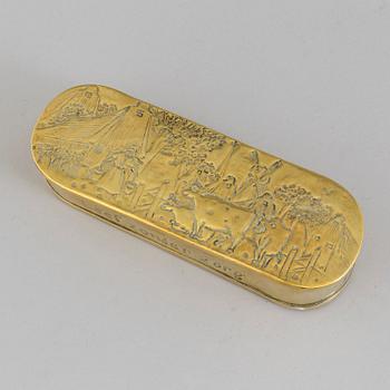 A BRASS TOBACCO BOX, netherlands, 18th/19th century.