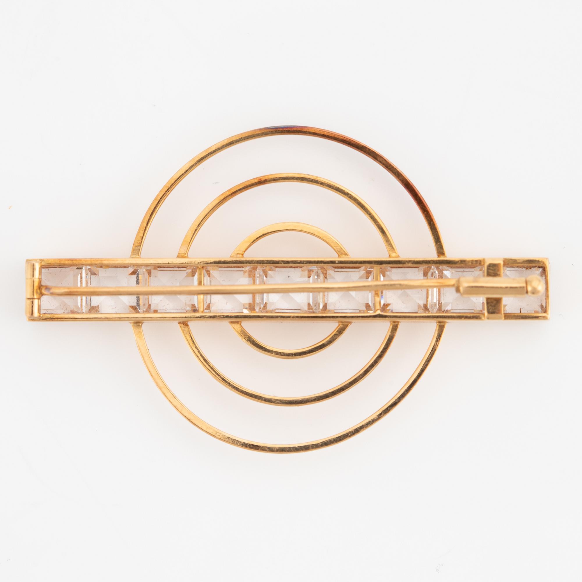 Brooch, Stigbert, Engelbert, 18K gold with synthetic white stones.