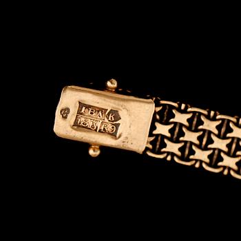 ARMBAND, 18 k guld, x-länk, svenska stämplar 1967. Vikt ca 18 gram.