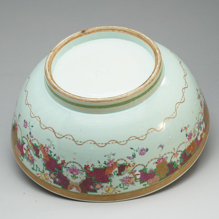A massive famille rose punch bowl, Qing dynasty, Qianlong (1736-95).