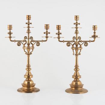 Kandelabrar, ett par, Gusums Bruk, omkring år 1900.