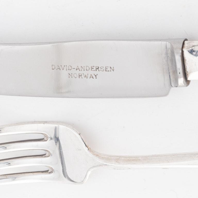 David Andersen, 'Rådhus Vifte' silver cutlery, Norway, (20 pieces).