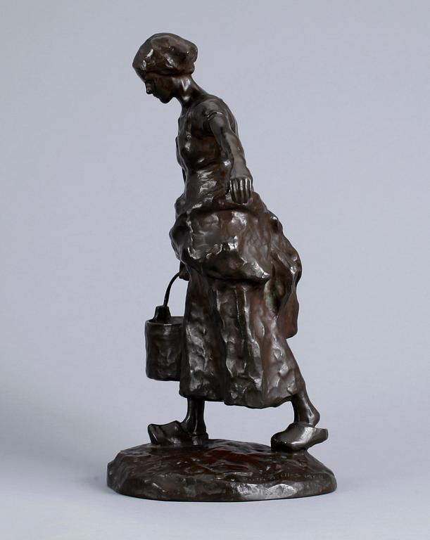 RUTH MILLES, skulptur, patinerad brons, signerad o daterad 1906.