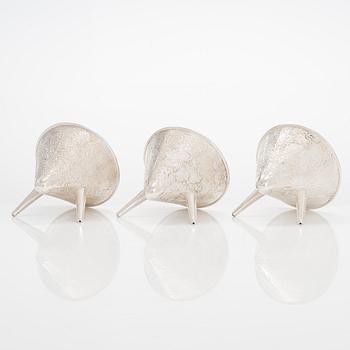 Pekka Turtiainen, a set of three silver bowls, samorodok technique, Finland 1995.