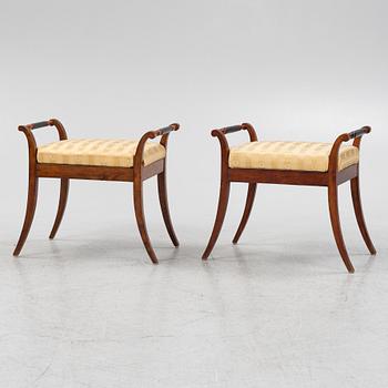 A pair of Swedish Empire stools, first half of the 20th Century.