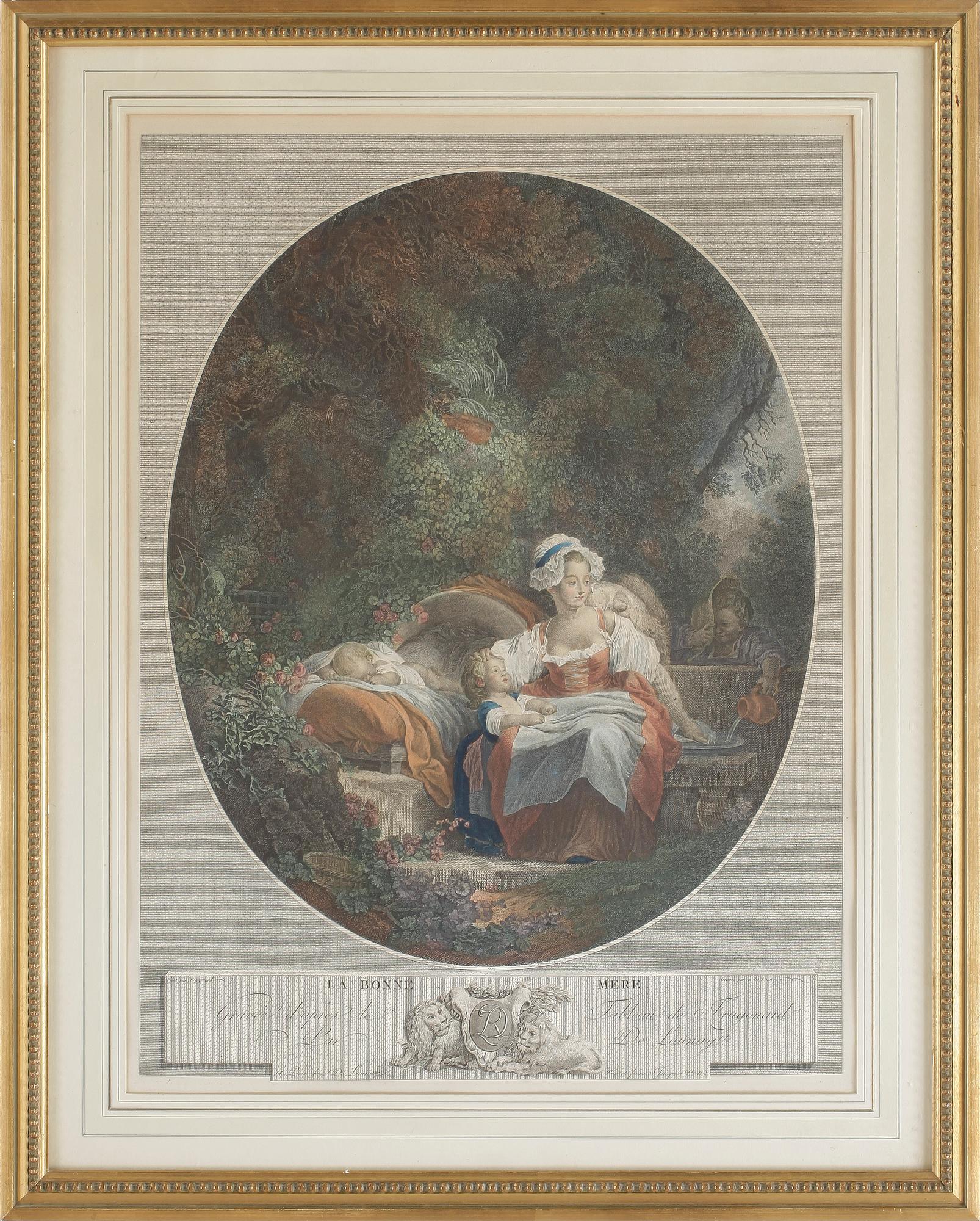 GRAVYRER, 2 st, efter Jean Honoré Fragonard, 1800/1900-tal.