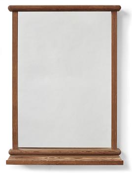 Axel Einar Hjorth, a stained pine "Sport" wall mirror with a shelf, Nordiska Kompaniet, Sweden, 1930s.