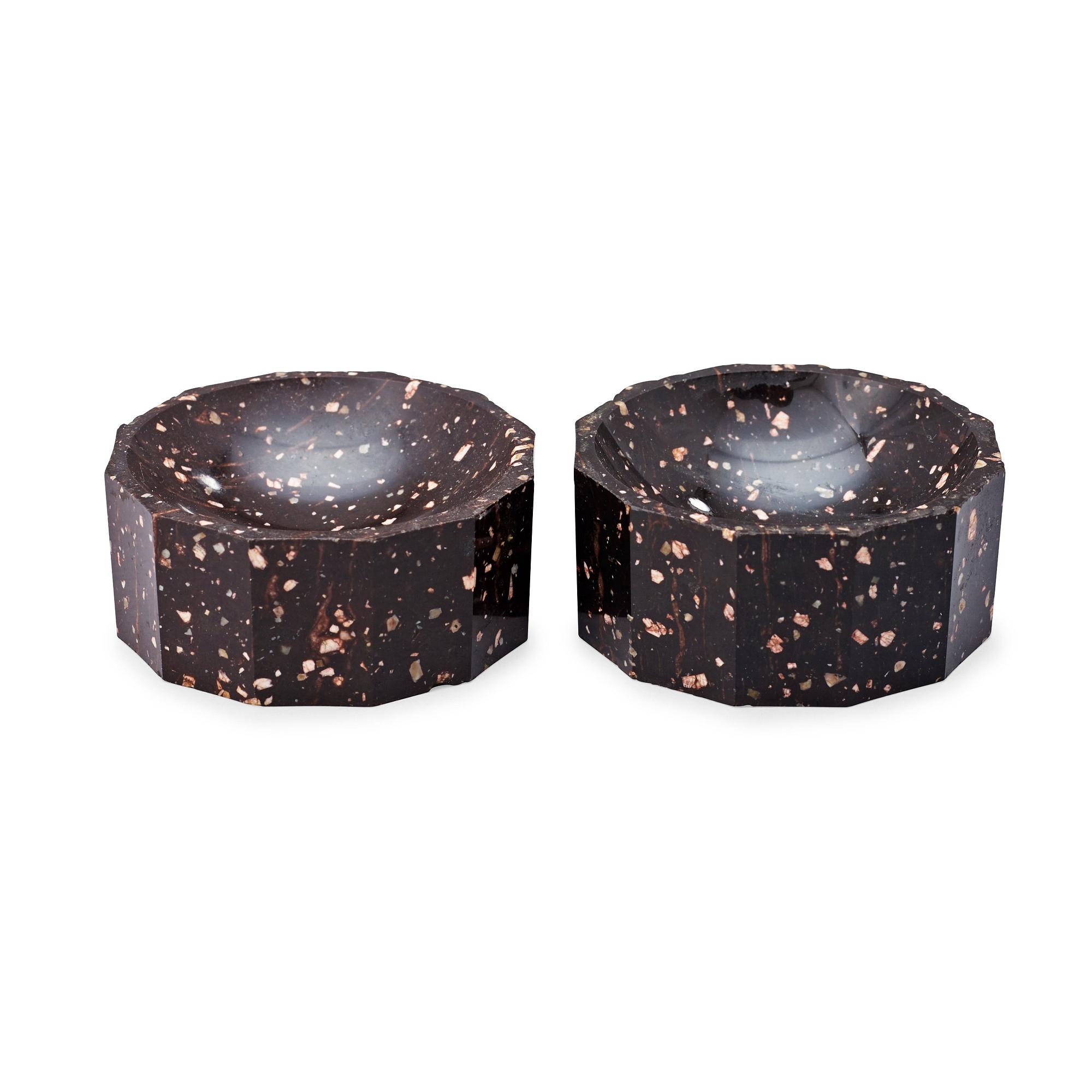 Two matched Swedish 19th century porphyry salts.