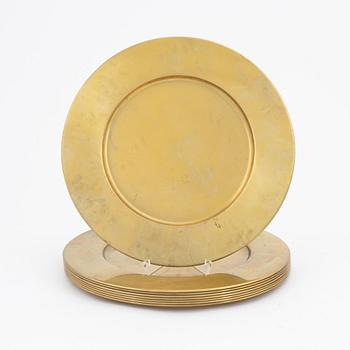 Kuverttallrikar, 8 st, mässing, Stelton, Danmark.